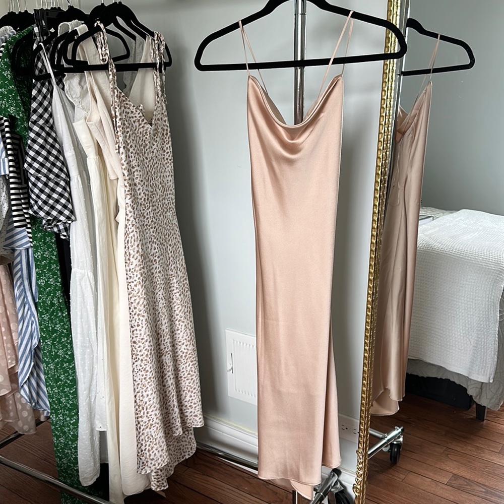 Abercrombie & Fitch Midi Cowl Neck Slip Dress